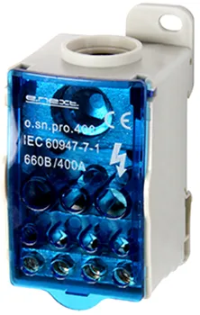 Блок розподільчий e.sn.pro. 400 на DIN-рейку E.NEXT p0680005, 400А (вхід 1*95-185 кв.мм/вихід 2*6-35, 5*2.5-16, 4*2.5-10 кв.мм)