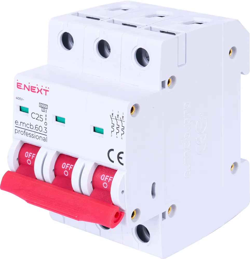 Модульний автоматичний вимикач p042033 E.NEXT e.mcb.pro.60.3.C 25 new, 3р, 25А, C, 6кА