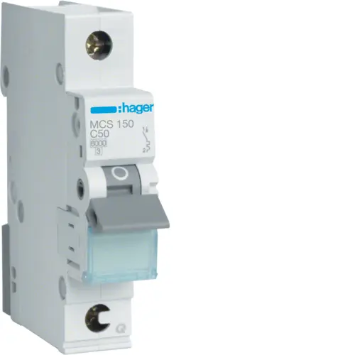 Автоматичний вимикач Hager MCS150 50.0A 1 P