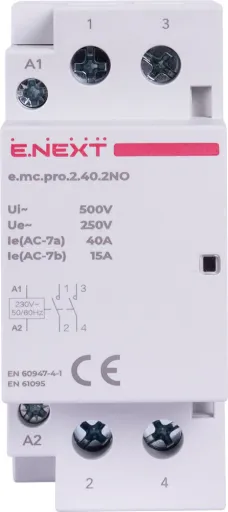 Модульний контактор E.NEXT p005203 e.mc.pro.2.40.2NO, 2р, 40А, 2NO, 220В 2