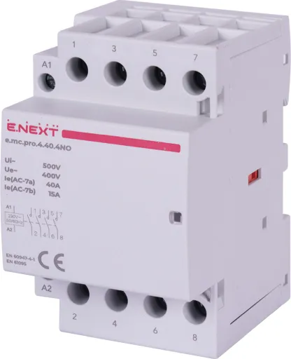 Модульний контактор e.mc.pro.4.40.4NO E.NEXT p005207, 4р, 40А, 4NO, 220В