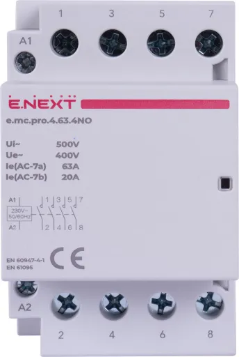 Модульний контактор E.NEXT p005209 e.mc.pro.4.63.4NO, 4р, 63А, 4NO, 220В 2