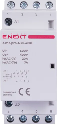 Модульний контактор E.NEXT p005219 e.mc.pro.4.20.4NO, 4р, 20А, 4NO, 220В 2