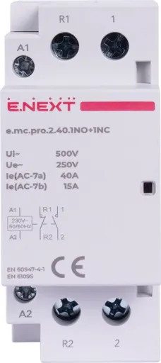 Модульний контактор e.mc.pro.2.40.1NO+1NC, 2р, 40А, 1NO+1NC, 220В (E.NEXT p005226) 2