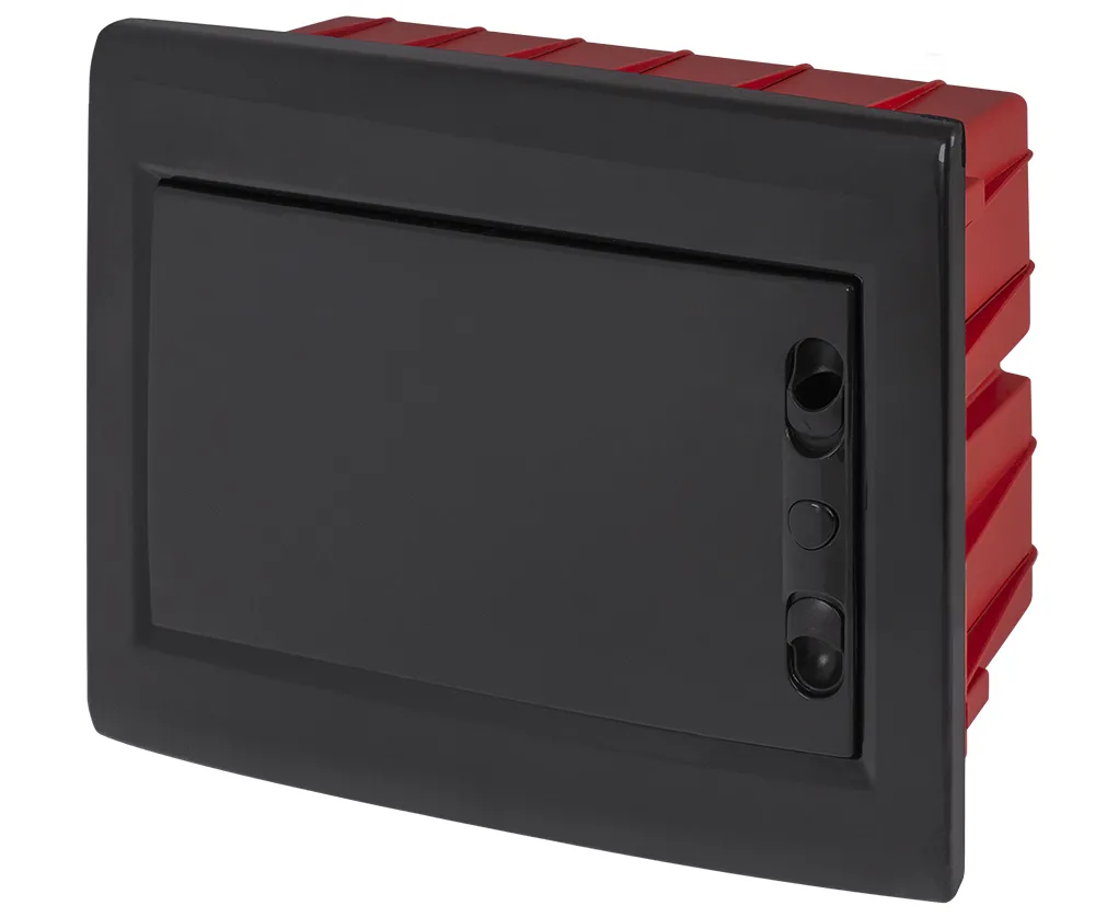 E.NEXT CP12912B Корпус пластиковий на 12 модулів e.plbox.pro.w.12b.black вбудованний, чорний з непрозорими дверцятами IP40