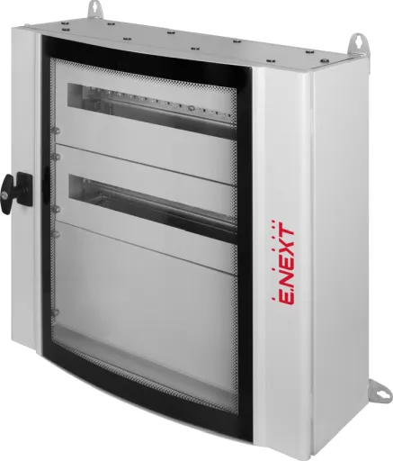 Корпус металевий e.mbox.industrial.n.96.bc.gl IP55 навісний на 96 модулів з суцільною панеллю, зі склом E.NEXT CPD609020