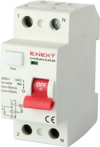 Вимикач диференційного струму E.NEXT p003005 e.rccb.pro.2.40.30, 2р, 40А, 30мА