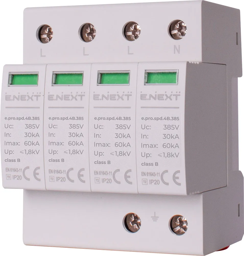 Пристрій для захисту від імпульсних перенапруг E.NEXT p076004 e.pro.spd.4B.385, 4P, клас В
