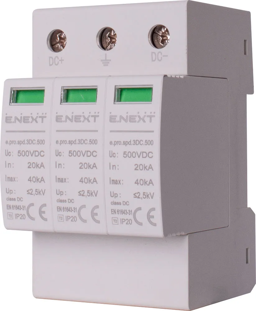 Пристрій для захисту від імпульсних перенапруг p076021 E.NEXT e.pro.spd.3DC.500, 3P, DC