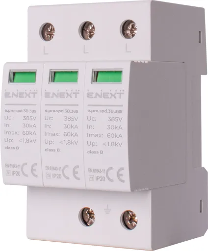 Пристрій для захисту від імпульсних перенапруг E.NEXT p076003 e.pro.spd.3B.385, 3P, клас В