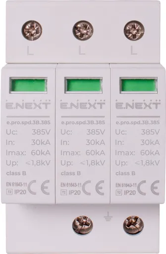 Пристрій для захисту від імпульсних перенапруг E.NEXT p076003 e.pro.spd.3B.385, 3P, клас В 2