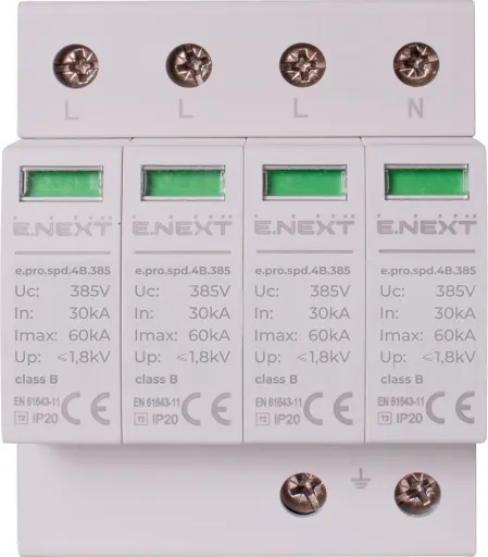 Пристрій для захисту від імпульсних перенапруг E.NEXT p076004 e.pro.spd.4B.385, 4P, клас В 2
