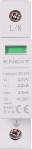 Пристрій для захисту від імпульсних перенапруг E.NEXT p076005 e.pro.spd.1С.275, 1P, клас С 2