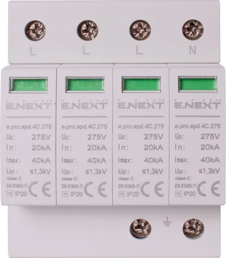 Пристрій для захисту від імпульсних перенапруг E.NEXT p076008 e.pro.spd.4С.275, 4P, клас С 2