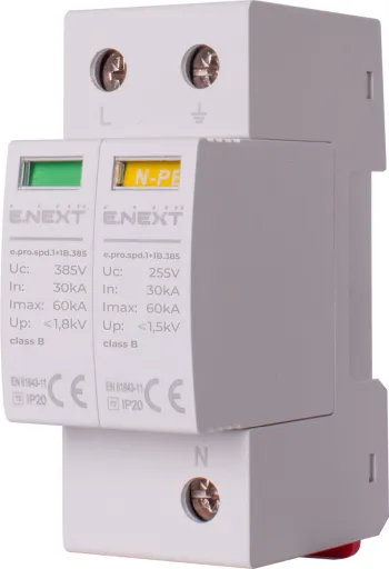 Пристрій для захисту від імпульсних перенапруг E.NEXT p076013 e.pro.spd.1+1B.385, 1P+NPE, клас В