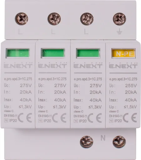 Пристрій для захисту від імпульсних перенапруг e.pro.spd.3+1C.275, 3P+NPE, клас С E.NEXT p076016 2