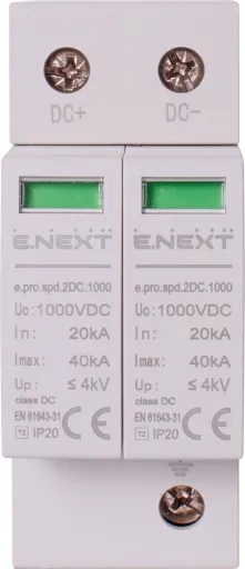 Пристрій захисту від імпульсних перенапруг e.pro.spd.2DC.1000, 2P, DC (E.NEXT p076020) 2