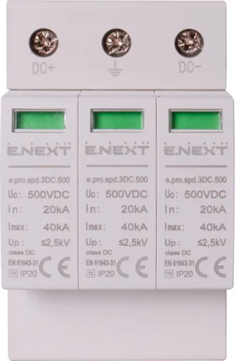 Пристрій для захисту від імпульсних перенапруг p076021 E.NEXT e.pro.spd.3DC.500, 3P, DC 2
