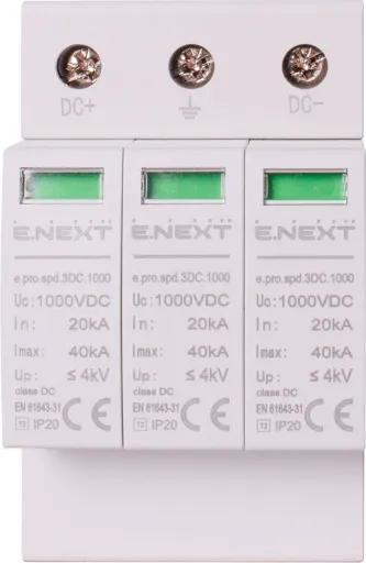 Пристрій для захисту від імпульсних перенапруг E.NEXT p076022 e.pro.spd.3DC.1000, 3P, DC 2