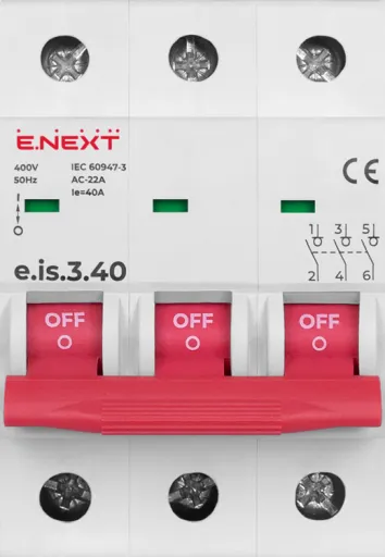 Вимикач навантаження на DIN-рейку E.NEXT p008019, 3P, 40А 2