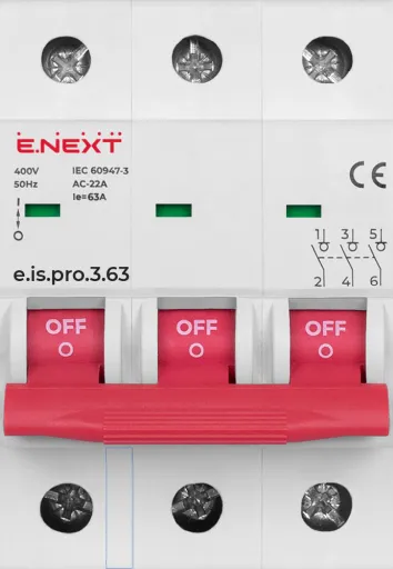 Вимикач навантаження E.NEXT p008020 e.is.3.63, 3р, 63А 2