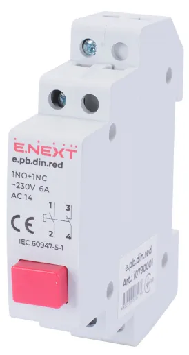 Кнопка на DIN-рейку E.NEXT i0790001, червона