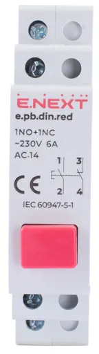 Кнопка на DIN-рейку E.NEXT i0790001, червона 2