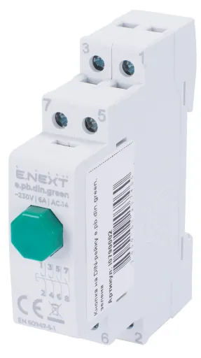 Кнопка на DIN-рейку E.NEXT i0790002, зелена