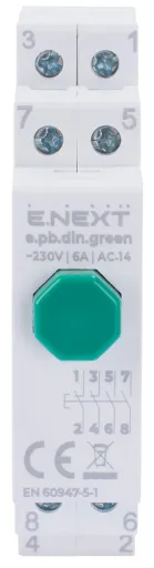 Кнопка на DIN-рейку E.NEXT i0790002, зелена 2