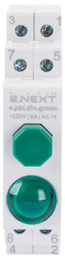 Кнопка з індикатором на DIN-рейку зелена E.NEXT i0790004 2