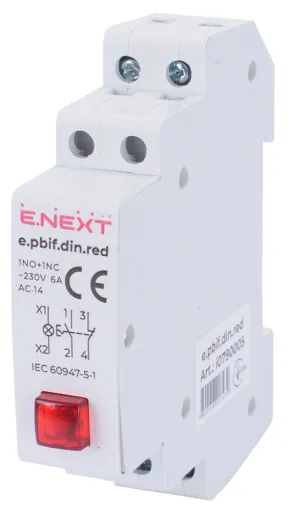 Кнопка з індикатором з фіксатором на DIN-рейку i0790005 E.NEXT, червона