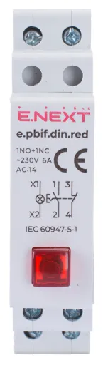 Кнопка з індикатором з фіксатором на DIN-рейку i0790005 E.NEXT, червона 2