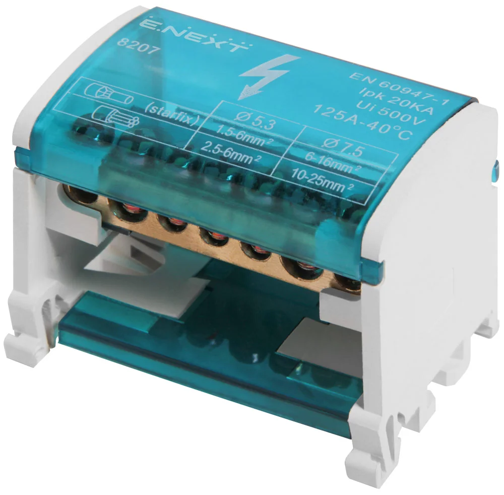 Шина нульова E.NEXT e.cbs.pro.2.7 в корпусі на DIN-рейку