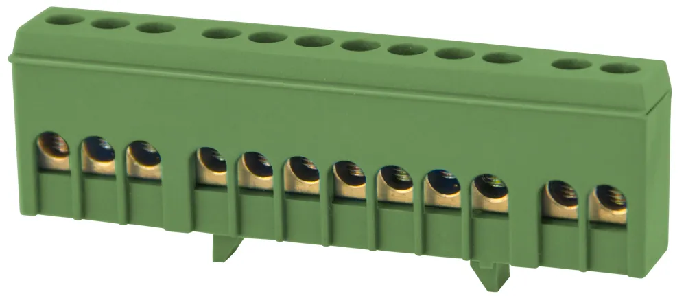 Шина нульова E.NEXT p0650015 e.bsi.pro.1.12 на DIN-рейку в ізольованому корпусі зелена