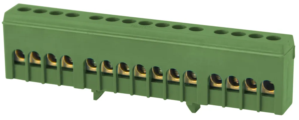 Шина нульова на DIN-рейку в ізольованому корпусі зелена E.NEXT p0650016