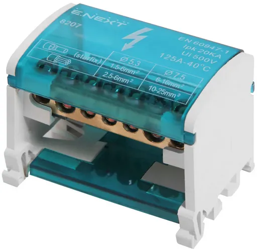 Шина нульова E.NEXT e.cbs.pro.2.7 в корпусі на DIN-рейку