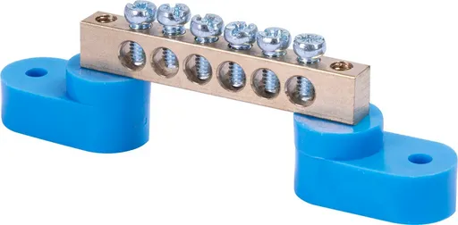 Шина нульова e.bsa.stand.20.6.base, 6 отворів х 20 А з основою з кріпленням на лапках s0560011 E.NEXT