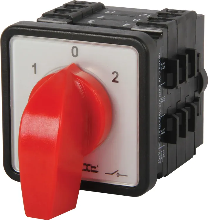 Пакетний перемикач LK25/3.323-ZP/45 E.NEXT 8431-200, щитовий, з передньою панеллю, 3p, 1-0-2, 25А