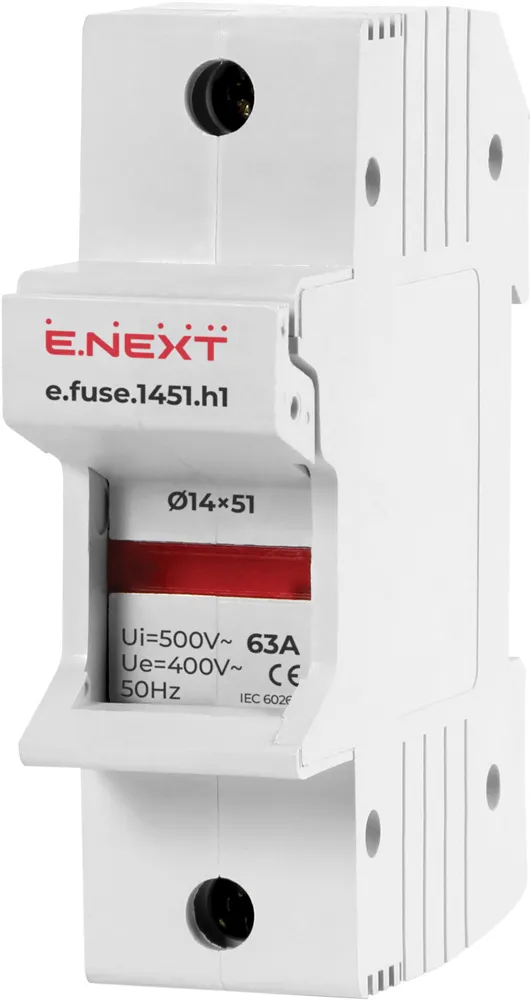 Утримувач запобіжника на Дін-рейку E.NEXT i0300004 e.fuse.1451.h1, під запобіжник 14х51, 1р, 63А