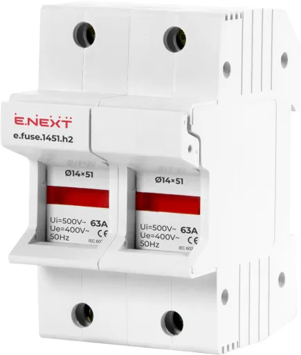 Утримувач запобіжника на Дін-рейку e.fuse.1451.h2 E.NEXT i0300005, під запобіжник 14х51, 2р, 63А