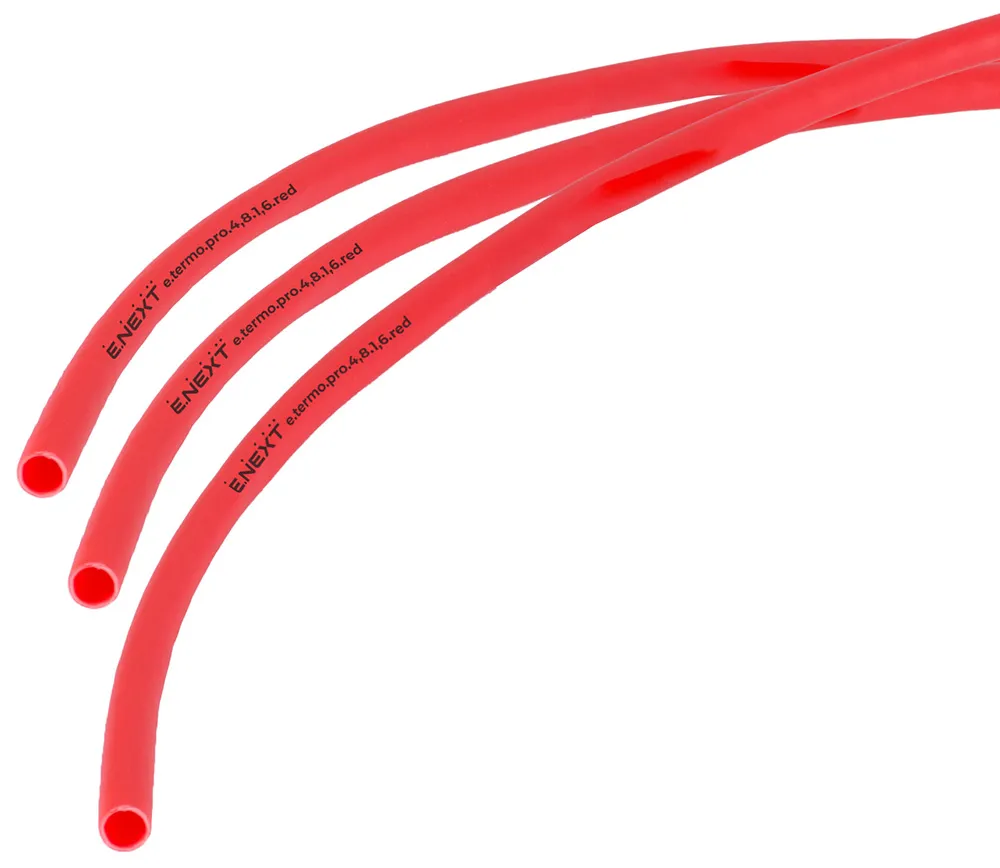 Термоусаджувальна трубка з клейовим шаром E.NEXT p092011, 4,8/1,6 мм, 1м, червона