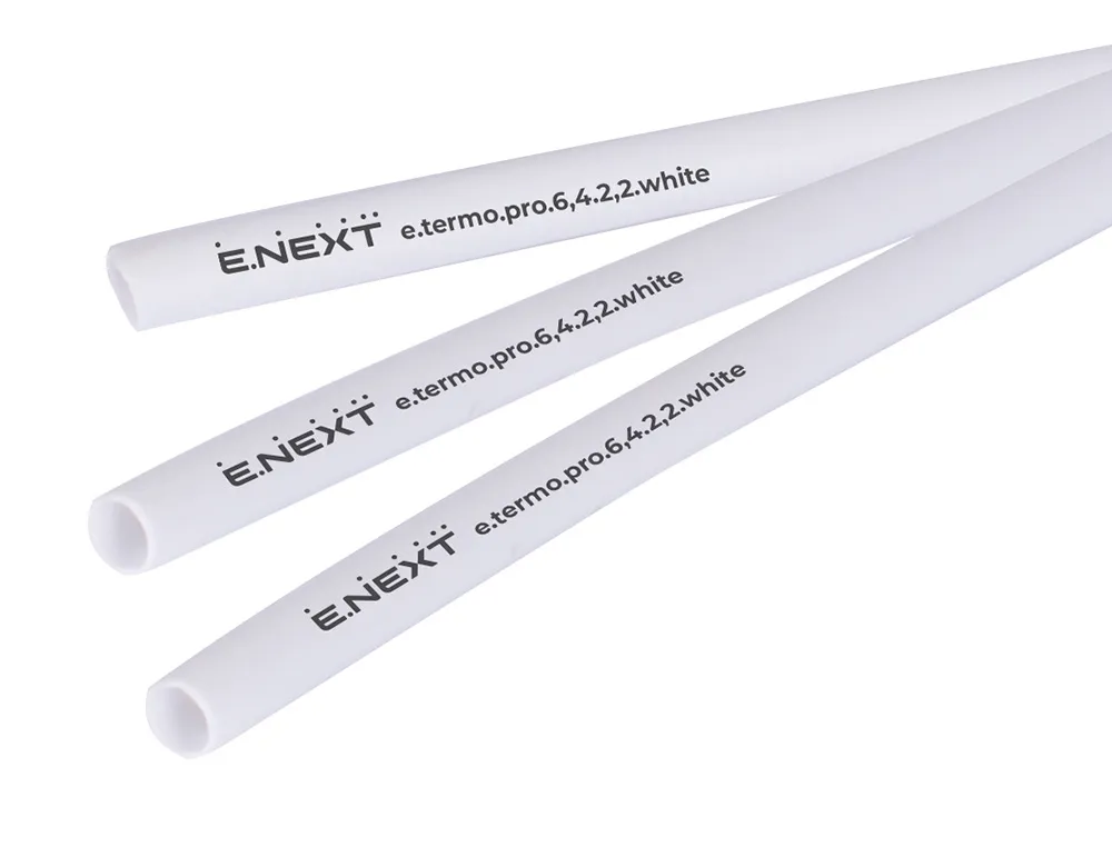 Термоусаджувальна трубка з клейовим шаром, p092013, E.NEXT, 6,4/2,2 мм, 1м, біла