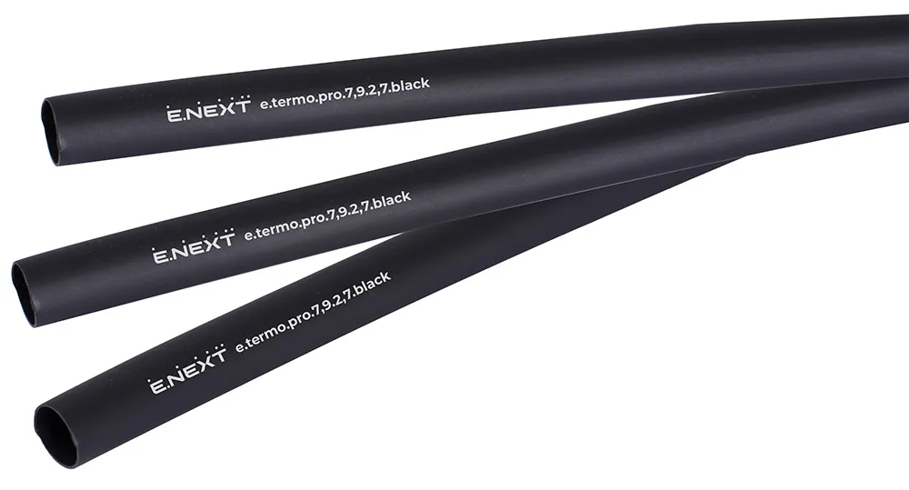 Термоусаджувальна трубка з клейовим шаром E.NEXT p092024 e.termo.pro.7,9.2,7.black, 7,9/2,7, 1м, чорна