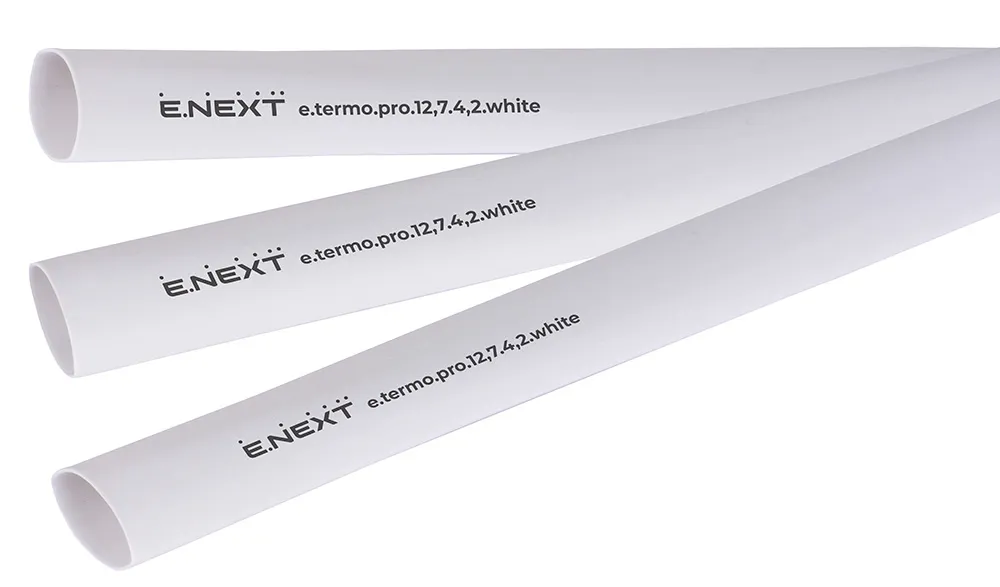 Термоусаджувальна трубка з клейовим шаром, E.NEXT, p092031, 12,7/4,2 мм, біла