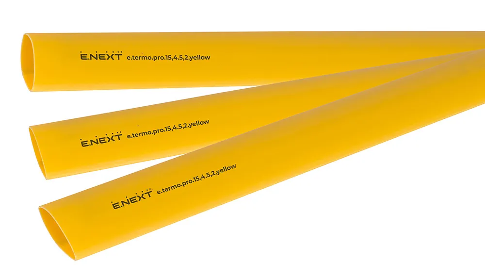 Термоусаджувальна трубка з клейовим шаром E.NEXT p092038, 15,4/5,2 мм, 1м, жовта