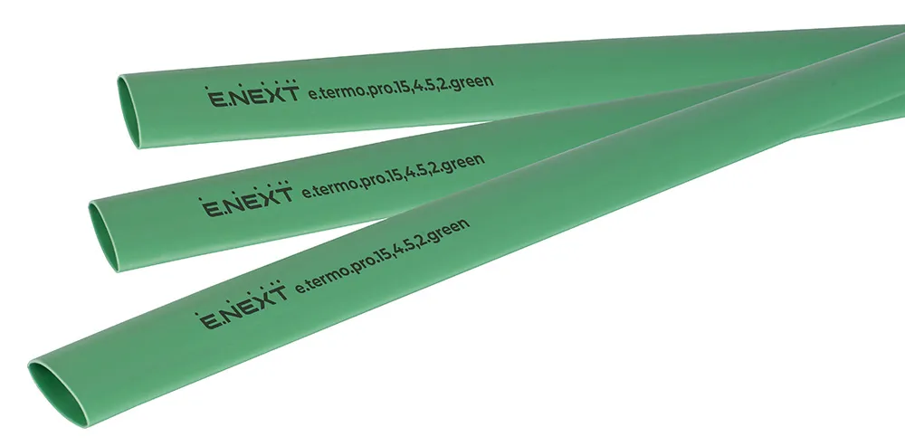 Термоусаджувальна трубка з клейовим шаром E.NEXT p092039, 15,4/5,2 мм, зелена