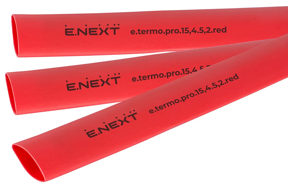 Термоусаджувальна трубка з клейовим шаром e.termo.pro.15,4.5,2.red E.NEXT p092041 15,4/5,2 мм, 1м, червона