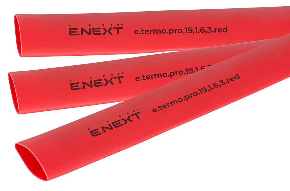 Термоусаджувальна трубка з клейовим шаром E.NEXT p092047 - e.termo.pro.19,1.6,3.red, 19,1/6,3, 1м, червона