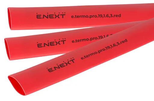 Термоусаджувальна трубка з клейовим шаром E.NEXT p092047 - e.termo.pro.19,1.6,3.red, 19,1/6,3, 1м, червона