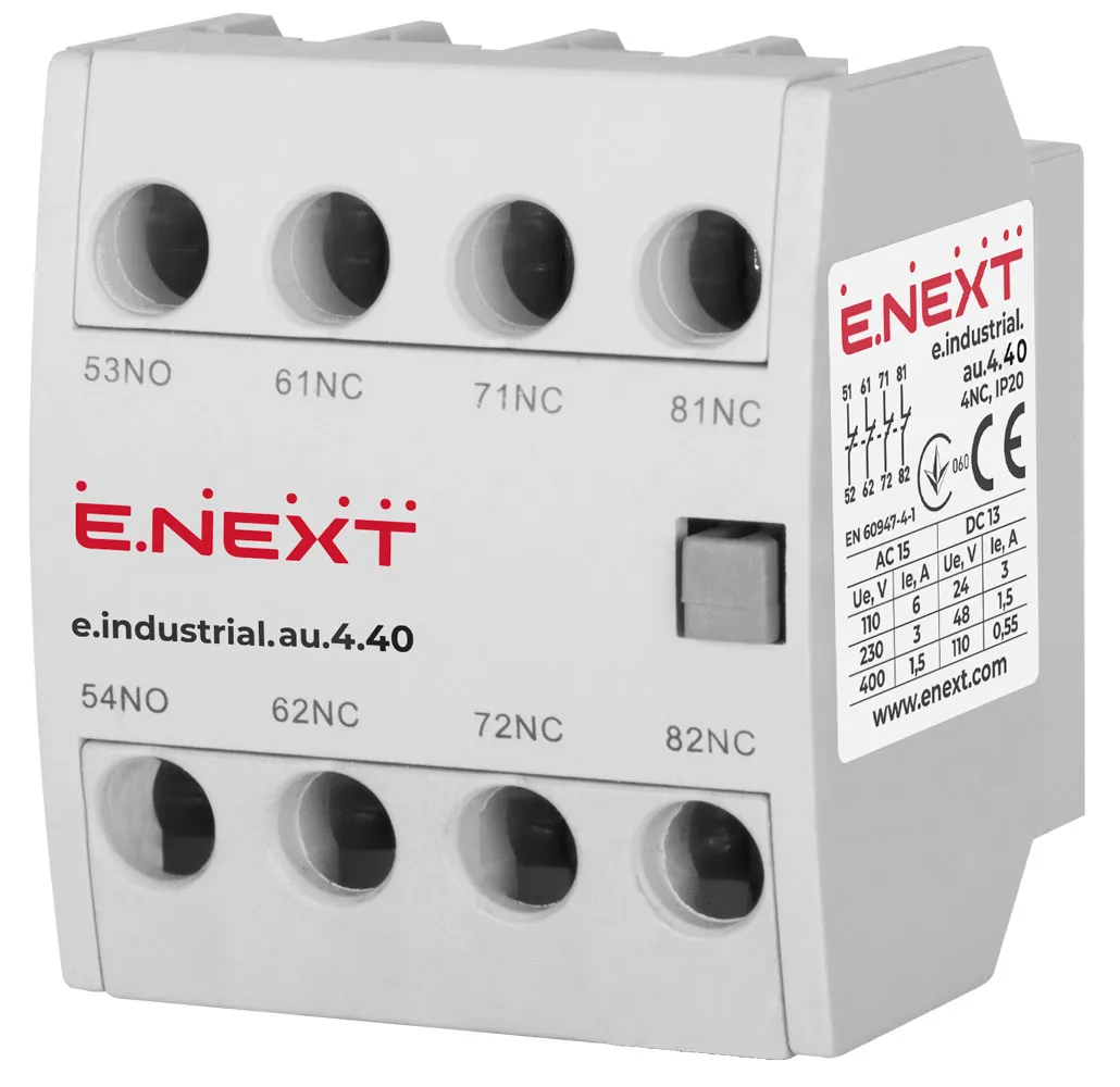 Додатковий контакт E.NEXT i0140003 e.industrial.au.4.40, 4NO